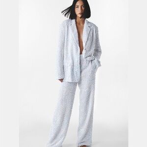 Nasty Gal Silver Sequin Blazer and Pants Set